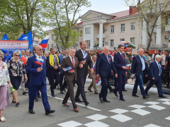 В Туапсе прошла первомайская демонстрация трудовых коллективов района